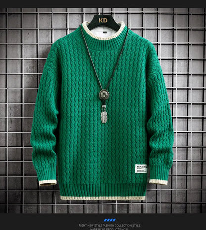 Brand Clothing Men's Loose Pullover Male Slim Fit Fashion Knitted Sweater Man  Thick Warm Pull Homme Retro Stripe Sweaters 4XL Street King Limited