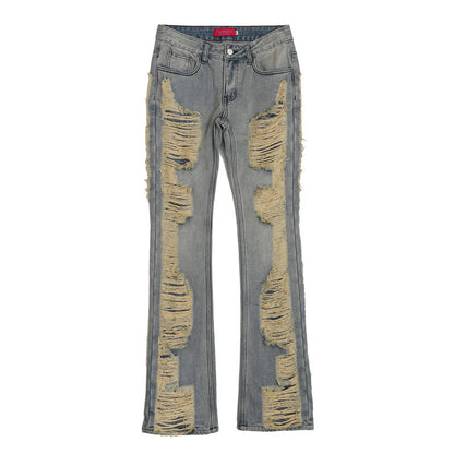 fashion ripped denim jeans mens destoryed holes zipper straight trousers jeans hip hop streetwear new casual joggers jeans pants unique joggers style 2094