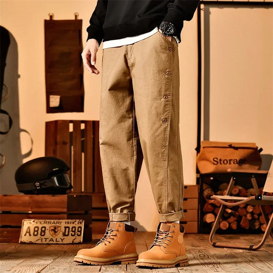 new breasted cargo tracksuit pants for men autumn y2k vintage harem tactical sweatpants casual outdoor baggy joggers trousers urban active pants