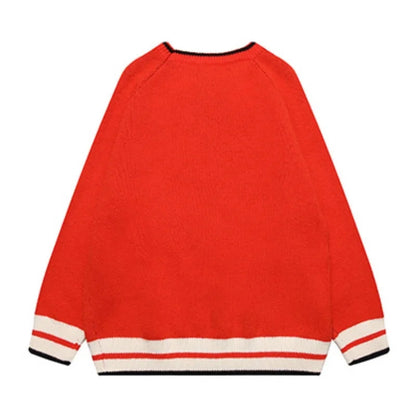 Hip Hop Knitted Sweater Mens Autumn Winter O-neck Skulls Pullover Streetwear Casual Warm Loose Sweaters Unisex Jumpers Knitwear Street King Limited