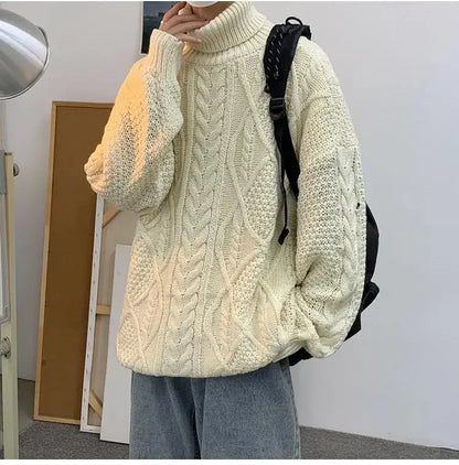 Retro turtleneck sweater for men in autumn and winter loose and versatile high street sweater trendy brand ins casual jacket top Street King Limited