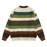 Hip Hop Retro Colorblock Thick Stripe Oversized Sweater for Men Winter New Fashion Round Neck Knitwear Pullover Unisex All-match Street King Limited