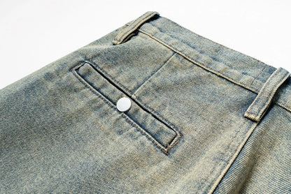 men vintage jeans distressed retro loose straight denim pants 2024 man ro style jeans trousers unique jeans style 829
