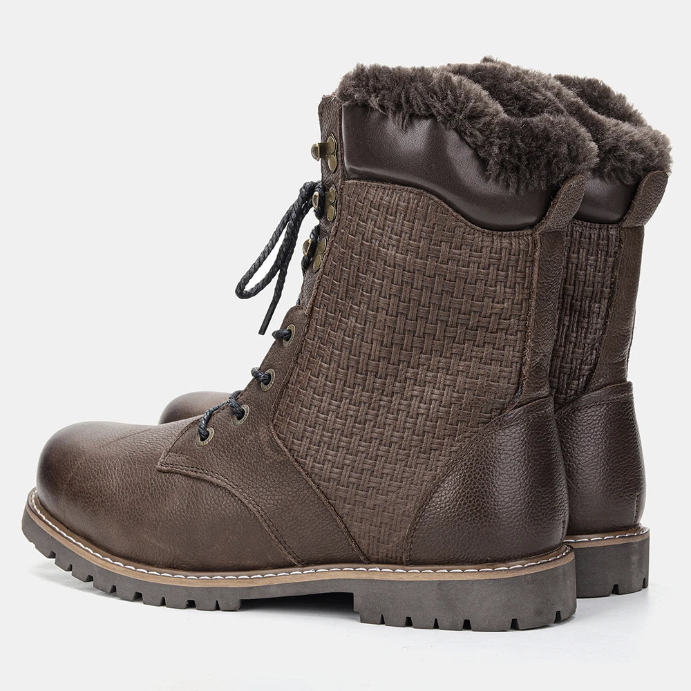 40~48 2023 Genuine Leather Ankle Boot Men Winter Boots Warm Comfortable Non-Slip Snow Boots Men #Dm1578 Street King Limited