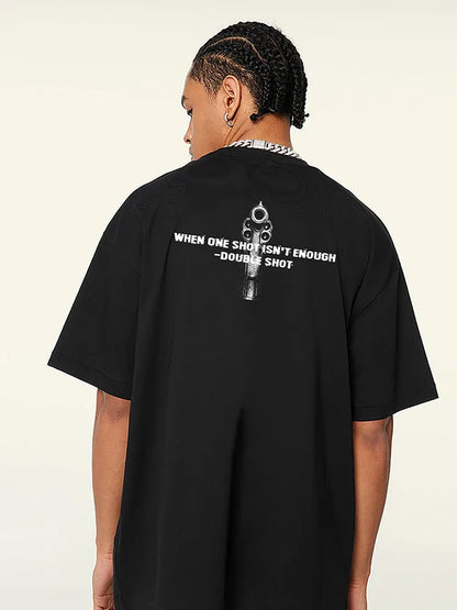 2000s Y2K short Sleeve T-shirt Manfirearms and ammunition Gothic print Loose Aesthetic Punk Oversize Streetwear hip hop tees Street King Limited