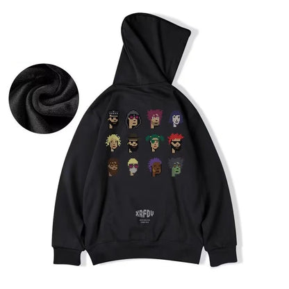 Funny Pixel Figure Graphic Hoodies For Men Autumn Y2K Streetwear Pullovers Hooded Sweatshirts Hombre Harajuku Hip Hop Hoody Street King Limited