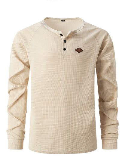 Streetwear New Vintage Waffle Mens Henry Shirt With Button Down Crew Neck And Lon 2024 New Vintage Waffle Mens Henry Shirt With Button Down Crew Neck And Long Sleeves Fashion Sweater Jacket With Graphic Design For Men