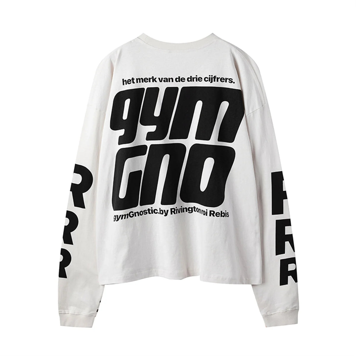 2024 Summer And Spring 123 Letter Print GYMGNO Graffiti Slogan Worn Retro Long Sleeve T Shirt Pullover Sweatshirt Street King Limited