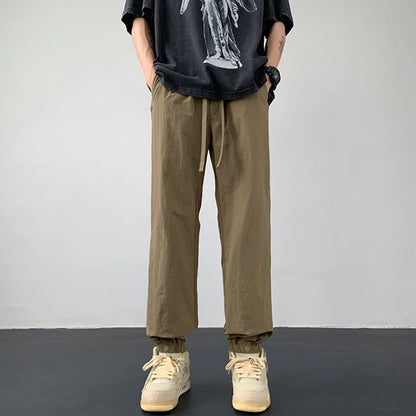 summer mens solid color breathable trousers male casual elastic waist fitness joggers sweatpants autumn baggy straight pants unique joggers style 3513