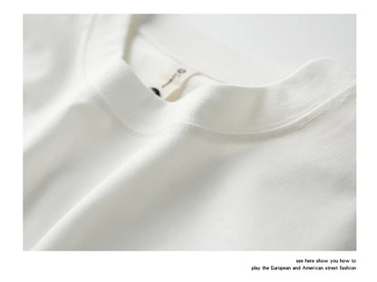 Cotton Long-Sleeved T-Shirt Men's Spring And Autumn Basic Solid Color Inner Loose Sweatshirt Men's White Bottoming Shirt Street King Limited