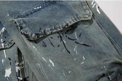 graffiti printed denim jeans unisex side pocket straight cargo jean trousers hip hop streetwear casual loose joggers jeans pants unique joggers style 2701