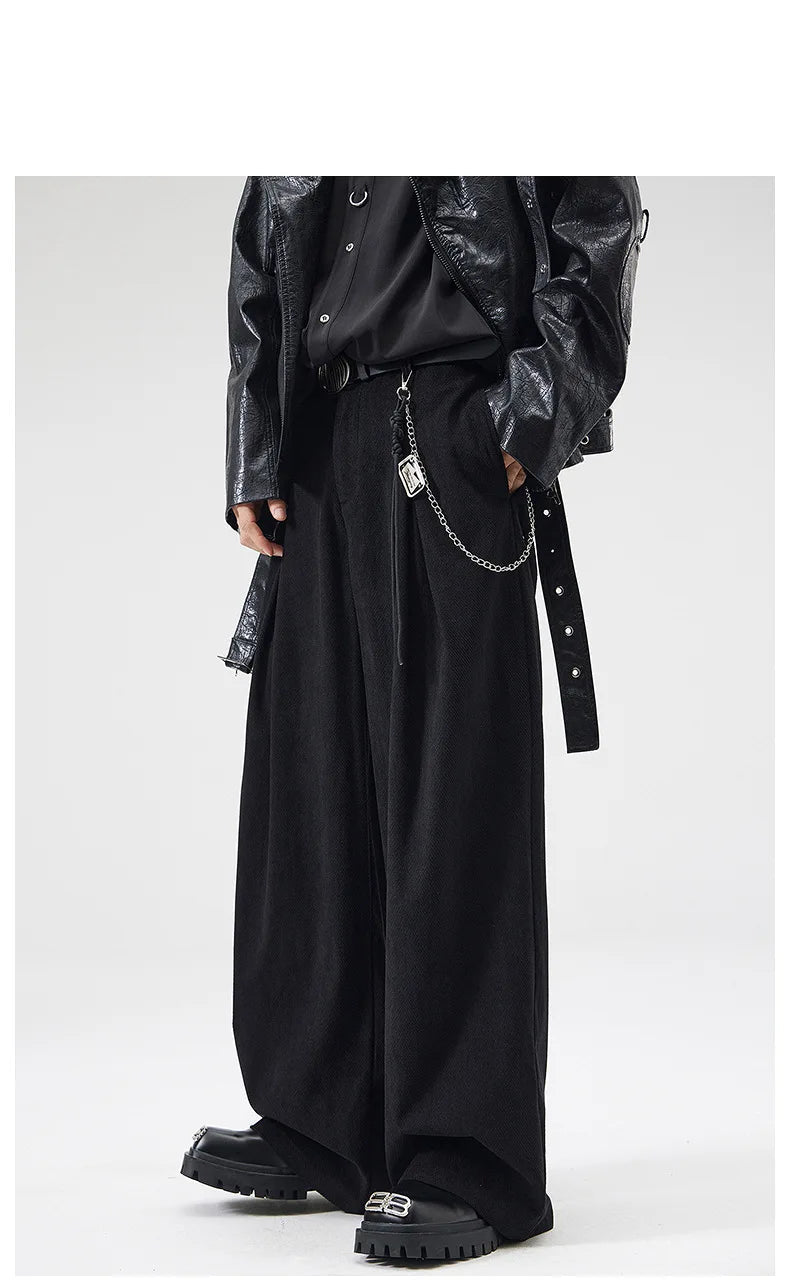wide leg casual suit pants men japanese korean streetwear fashion loose cleanfit suit baggy pants cityboy long trousers unique default style 2042