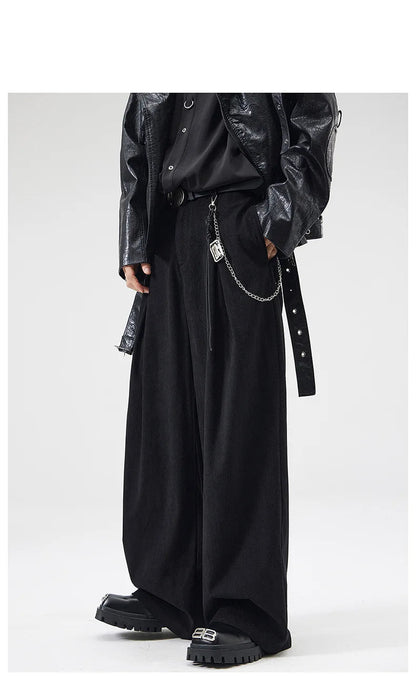 wide leg casual suit pants men japanese korean streetwear fashion loose cleanfit suit baggy pants cityboy long trousers unique default style 2042