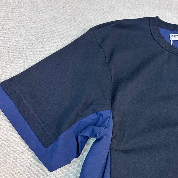 Side stitching color bump hem drawstring plus two layers of short-sleeved shirt profile Street King Limited