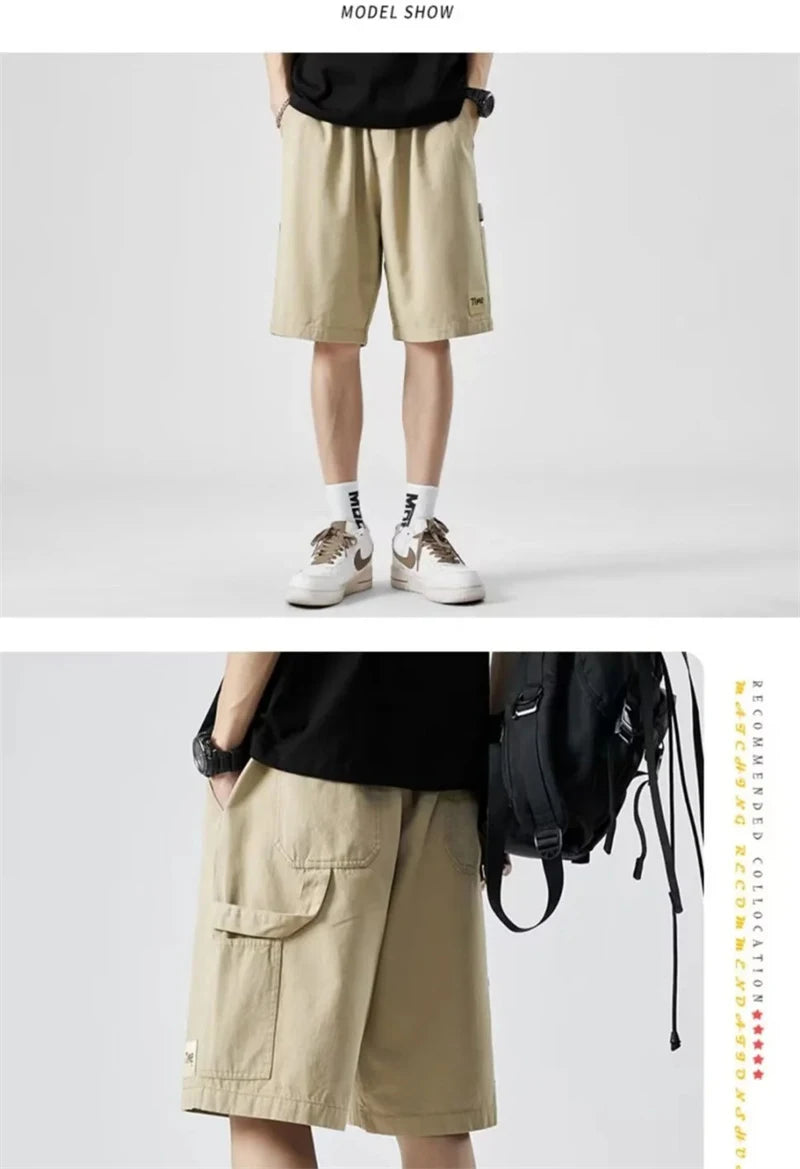 summer american casual retro shorts for men 2025 new loose straight short sweatpant streetwear fashion five point baggy bermudas unique joggers style 341