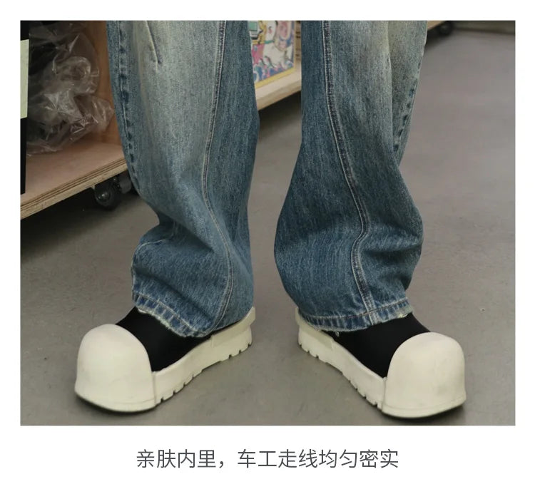 mens american streetwear fashion loose casual hip hop vintage denim baggy jeans pants man wide leg trousers y2k jeans men unique jeans style 2199