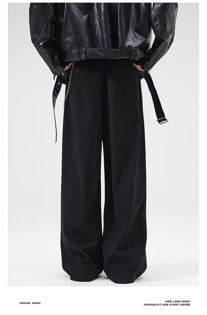 wide leg casual suit pants men japanese korean streetwear fashion loose cleanfit suit baggy pants cityboy long trousers unique default style 2045