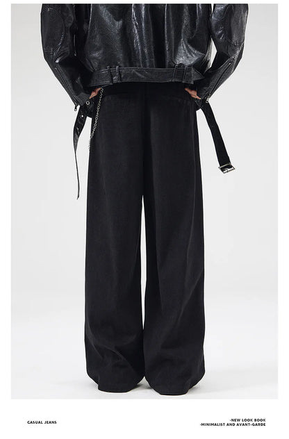 wide leg casual suit pants men japanese korean streetwear fashion loose cleanfit suit baggy pants cityboy long trousers unique default style 2045