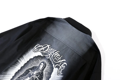 Back Characater Letter Print Washed Autumn Shirts for Men Lapel High Street Baggy Y2k Camisas Oversized Long Sleeve Blouses Street King Limited