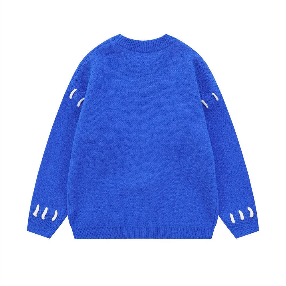 "Blue Face" Unisex Men Women Graphic Streetwear Sweater Daulet Apparel