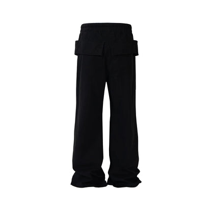 ro style double pockets drawstring wide leg cargo pants for men and women straight black baggy trousers oversized combat utility trousers