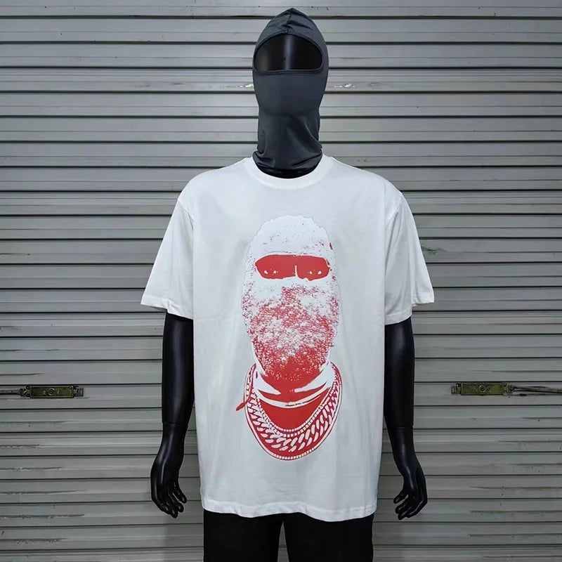 2024ss New IH NOM UH NIT T-shirt Masked Gold Necklace Printing Men Woman Good Quality Chaopai Top Tees Street King Limited