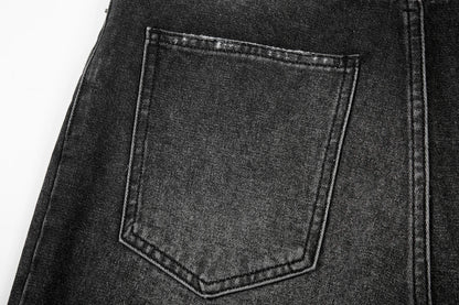 Hip Hop Washed Knee Hole Baggy Wide Leg Casual Jeans for Men Y2K Ripped Loose Distressed Denim Trousers Oversized Cargo Pants Street King Limited