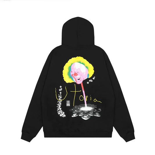 Y2k Cactus Jack Letter Pullover Black Hooded Hoodies for Men and Women Streetwear Ropa Hombre Sudaderas Oversized Sweatshirts Street King Limited
