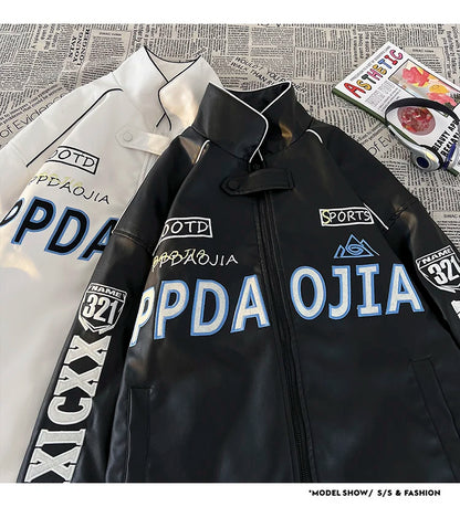 american style coat mens spring and autumn street pilot biker jacket oversized hip hop letter embroidery pu leather jackets unique default style 442