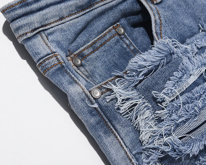 retro hole ripped distressed jeans for men straight washed harajuku hip hop loose denim trousers vibe style casual jean pants unique jeans style 4840