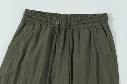 Men Solid Color Pants Y2K Pleated Joggers Baggy Pants Hip Hop Casual Drawstring Waist Quick Drying Trousers Street King Limited