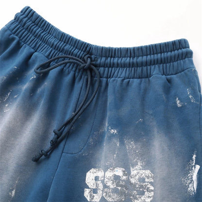 Saint Louis 24SS Future Vintage Splashing Ink Graffiti Making Dirty Water Making Old Drawstring Shorts For Summer Street King Limited