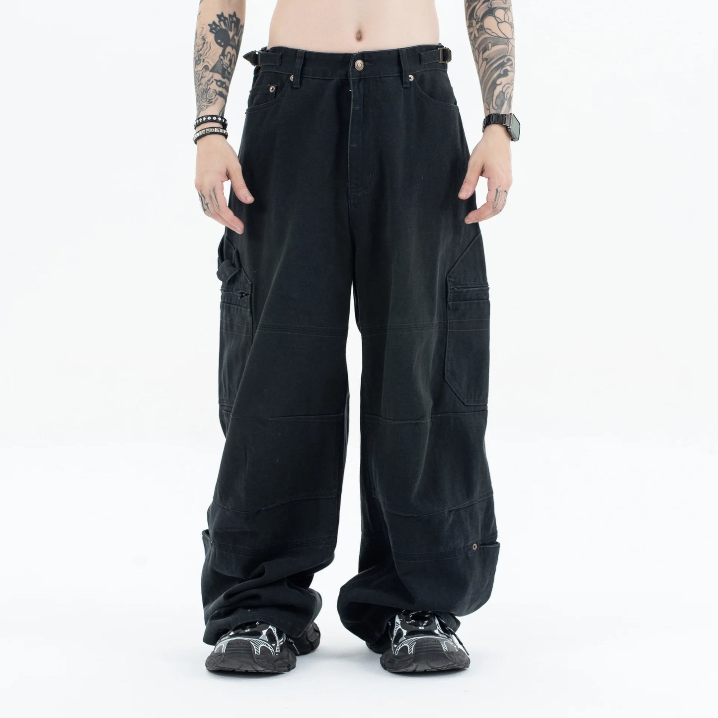 Washed and worn multi-pocket cargo jeans Street King Limited
