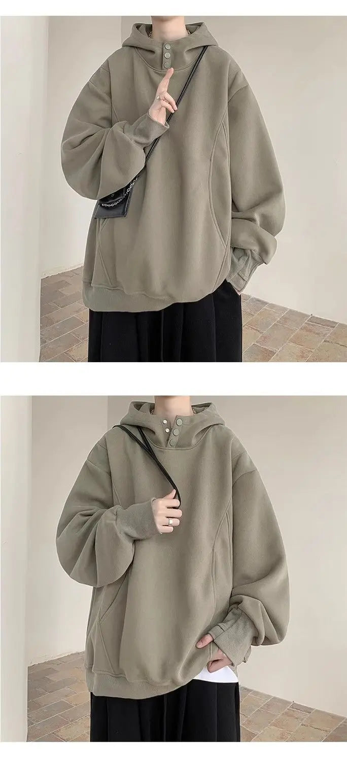 Sweatshirt men trendy autumn and winter American high street design niche heavy breasted hooded jacket plus velvet thickening Street King Limited