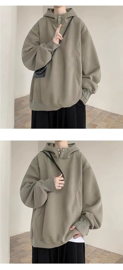 Sweatshirt men trendy autumn and winter American high street design niche heavy breasted hooded jacket plus velvet thickening Street King Limited