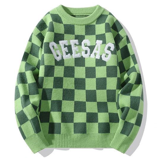Rainbowtouches Streetwear Men Sweaters Winter Clothes Long Sleeve Casual Knitted Tops Harajuku Plaid Pullovers Couple Sweater Street King Limited