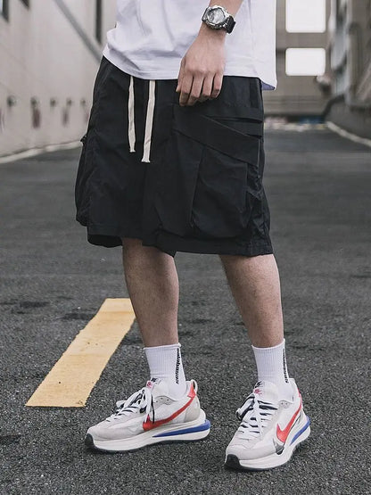 Korean trendy brand personality printed short sleeved T shirt Fashion street Y2K men and women straight functional work shorts Street King Limited