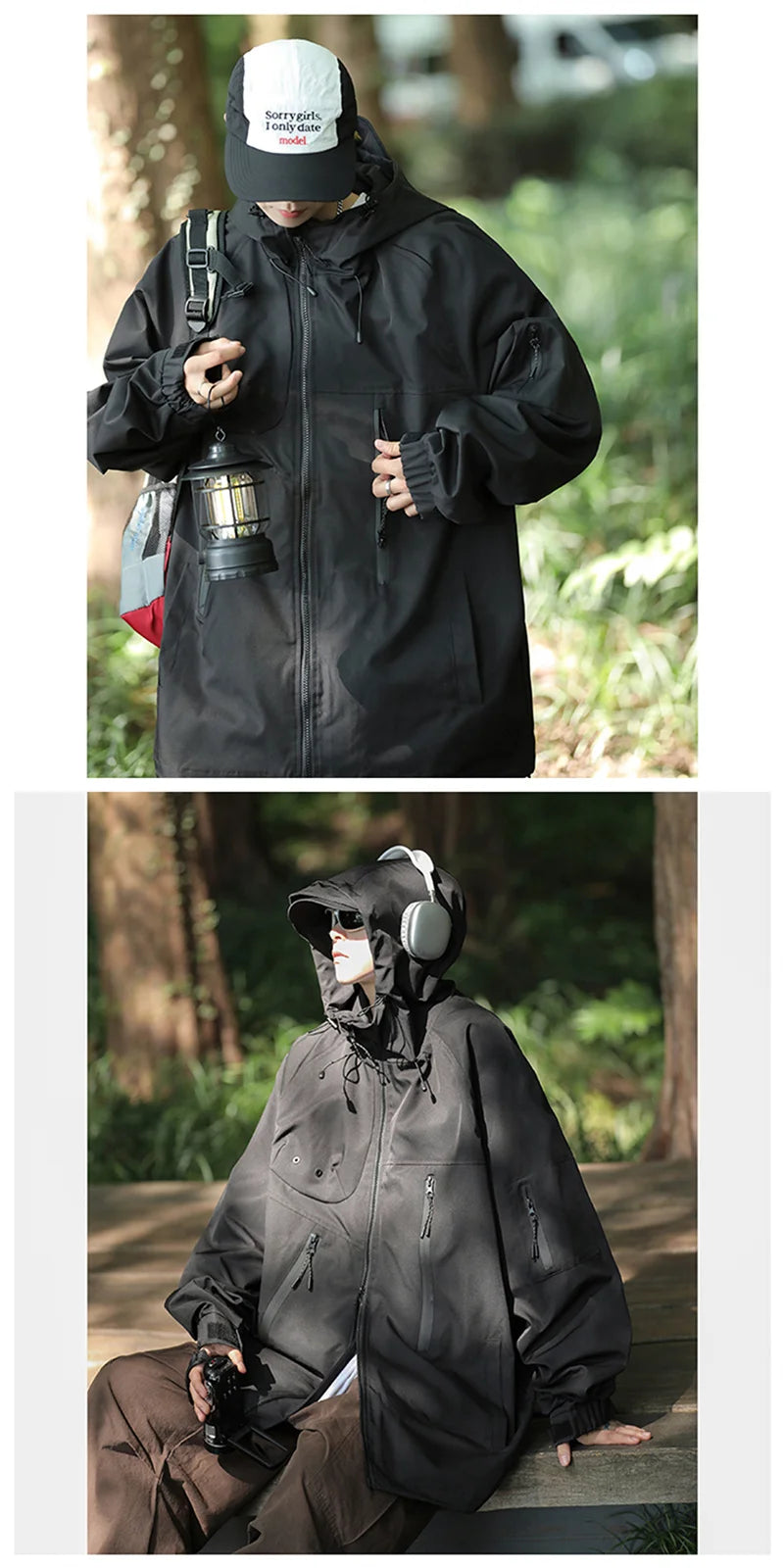 mens vintage waterproof outdoor functional jacket windbreaker camping sports elastic hoodie jackets autumn new fashion overcoat unique default style 151