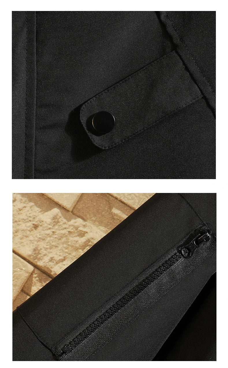 men jacket fashion 2024 army green punch jackets oversized hooded jacket collage zip design patch outdoor coat unique default style 6093