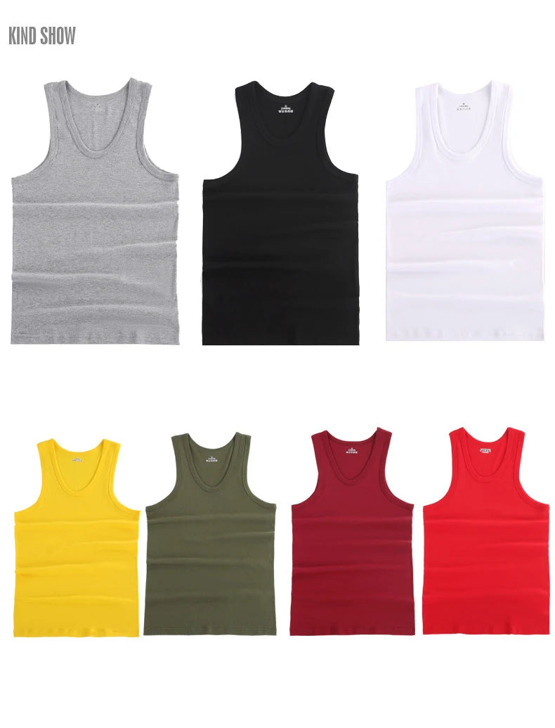 Hot Sale 3pcs / 100% Cotton Mens Sleeveless Tank Top Solid Muscle Vest Undershirts O-neck Gymclothing Tees Whorl Tops Street King Limited