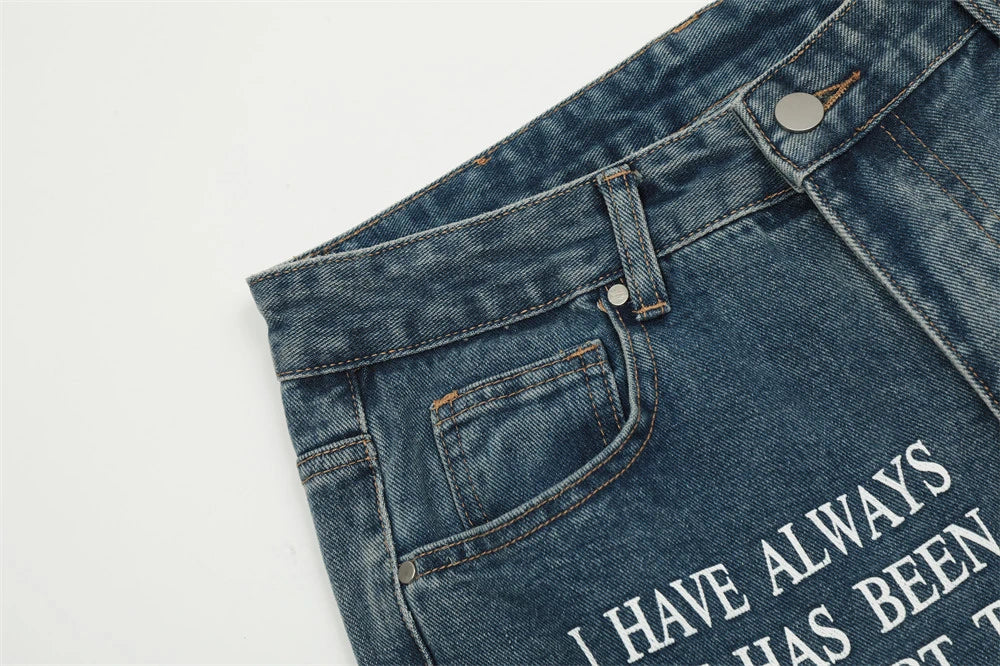 blue baggy jeans men letter printed straight denim pants fashion jeans male streetwear hip hop y2k loose trousers unique jeans style 4089
