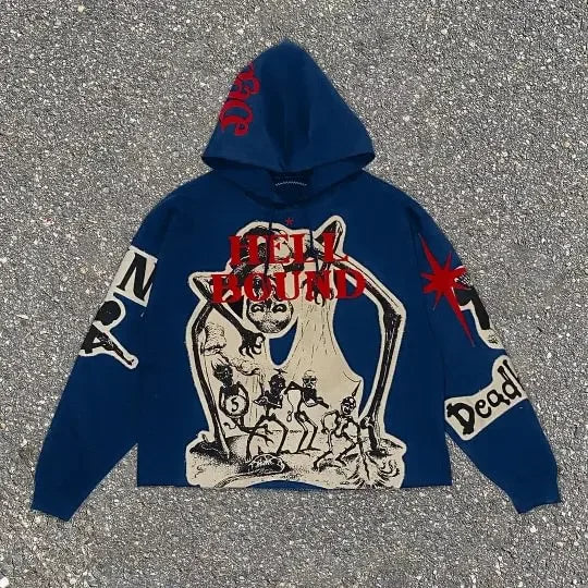 Y2K Hoodie Trend Punk Mummy Print Oversized Hoodie Men and Women New Fashion Loose Harajuku Hip Hop Streetwear Gothic Sweatshirt Street King Limited