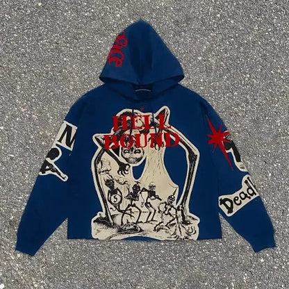 Y2K Hoodie Trend Punk Mummy Print Oversized Hoodie Men and Women New Fashion Loose Harajuku Hip Hop Streetwear Gothic Sweatshirt Street King Limited