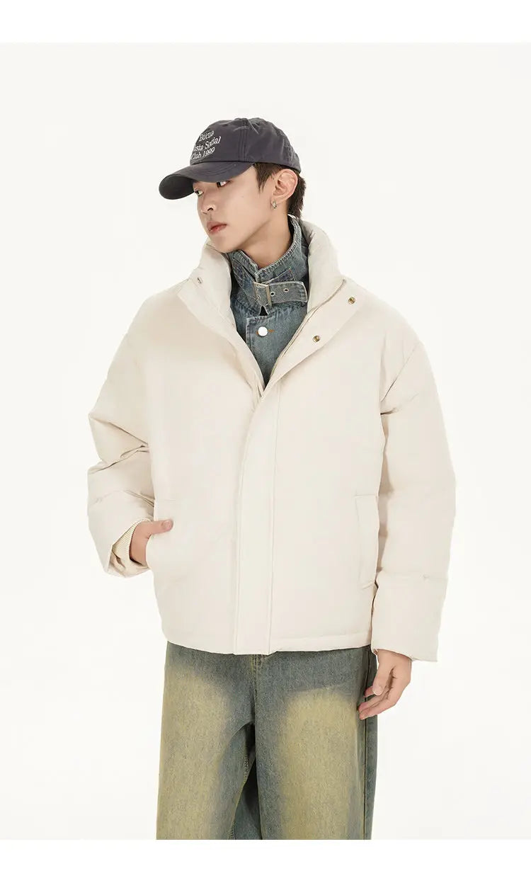 Winter Splice Denim Cotton-padded Jacket Men Women Stand Collar Fashion Loose Casual Thicken Warm Parkas Jacket Boyfriend Coat Street King Limited