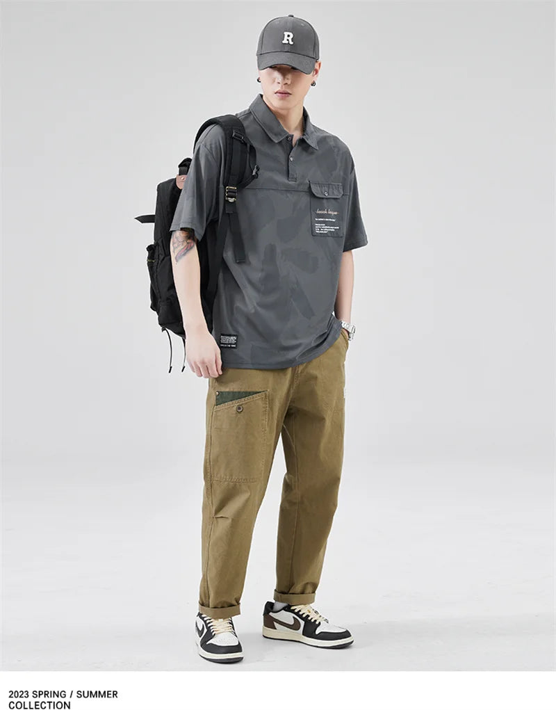 Streetwear Summer Short Sleeve Lapel Polo Shirt Mens Full Print Tee Shirts Korean Summer Short Sleeve Lapel Polo Shirt Mens Full Print Tee Shirts Korean Fashion Pocket Golf Wear Button Camisa Polo Masculina Fashion Sweater Jacket With Graphic Design For Men