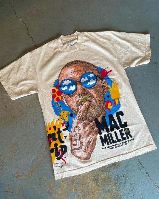Summer American New Trend Portrait Lettering Print Round Neck T-shirt Men Y2k Harajuku Goth Fashion Casual Loose Shirt Street King Limited