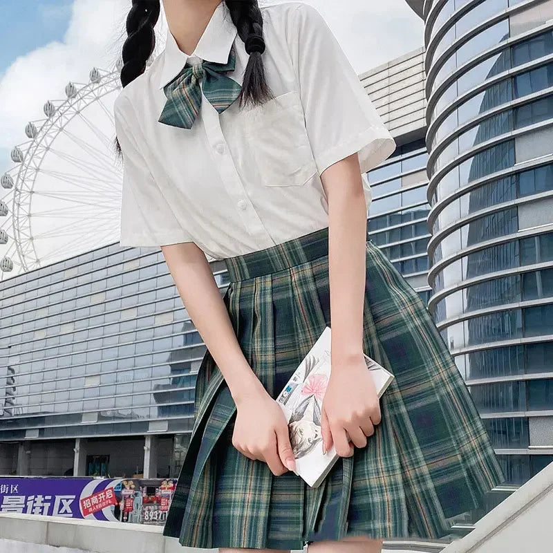 Jk Uniforms Gyaru School Uniform for Girl Student Pleated Skirt Uniform Set Women Short Sleeve Bow Tie Seifuku Japanese Style Street King Limited