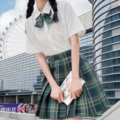 Jk Uniforms Gyaru School Uniform for Girl Student Pleated Skirt Uniform Set Women Short Sleeve Bow Tie Seifuku Japanese Style Street King Limited