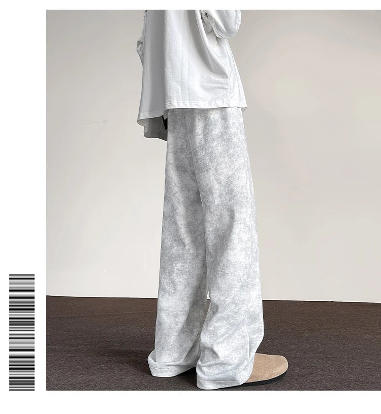 harajuku streetwear tie dye casual pants men women wide leg straight mopping trousers oversize korean fashion drawstring pants unique default style 1314
