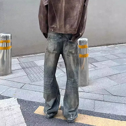 Harajuku Streetwear Washed Dirty Baggy Blue Jeans for Men and Women Straight Vintage Casual Denim Trousers Ropa Hombre Cargos Street King Limited